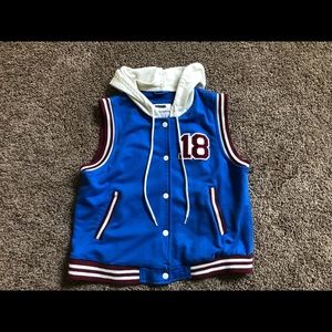 dELiA*S Varsity Hooded Fleece Vest